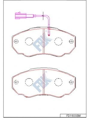 Kit de plaquettes de frein, frein à disque FBK FD16008M