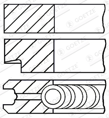 Jeu de segments de pistons GOETZE ENGINE 08-206808-40