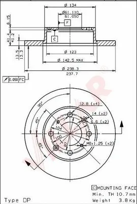 Disque de frein VILLAR 628.1445