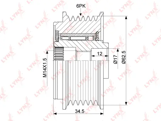 Poulie roue libre, alternateur LYNXAUTO PA-1158