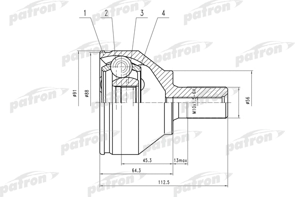 Jeu de joints, arbre de transmission PATRON PCV1562