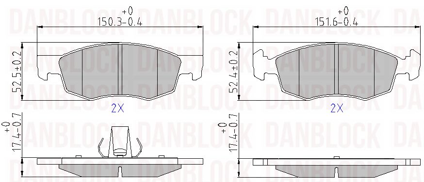Kit de plaquettes de frein, frein à disque DANBLOCK DB 510718