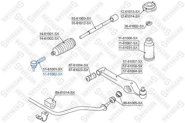 Rotule de barre de connexion STELLOX 51-61002-SX