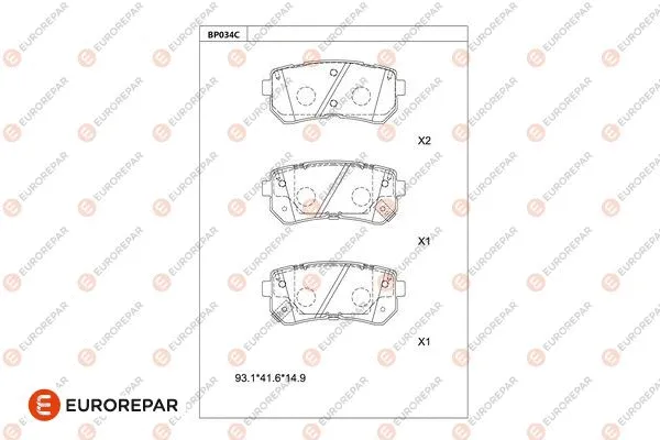 Kit de plaquettes de frein, frein à disque EUROREPAR 1681211480