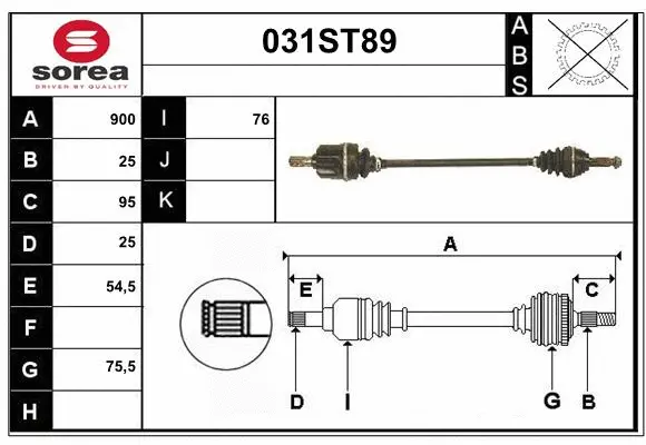 Arbre de transmission STARTCAR 031ST89