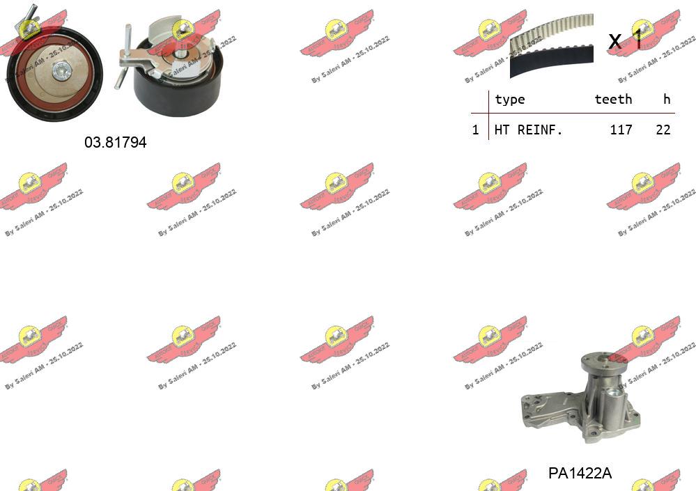 Pompe à eau + kit de courroie crantée AUTOKIT 04.5353PA