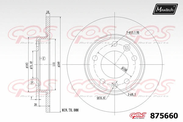 Disque de frein MAXTECH 875660