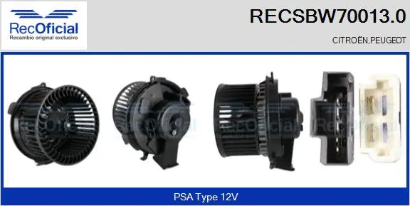 Pulseur d'air habitacle RECOFICIAL RECSBW70013.0