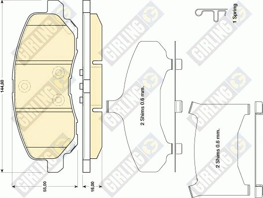 Kit de plaquettes de frein, frein à disque GIRLING 6141429