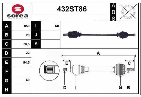 Arbre de transmission STARTCAR 432ST86