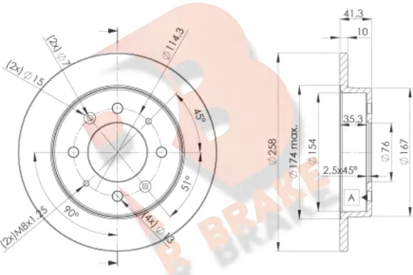 Disque de frein R BRAKE 78RBD25020