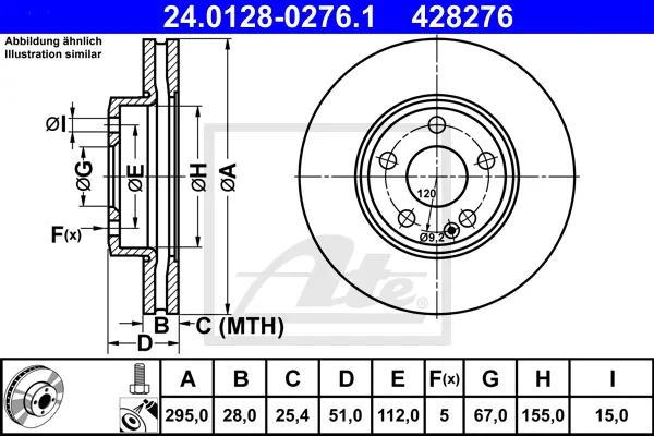 Disque de frein ATE-APAC 24.0128-0276.1