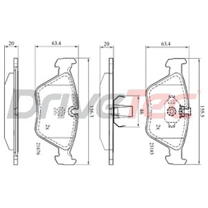 Kit de plaquettes de frein, frein à disque DriveTec DPAD1843