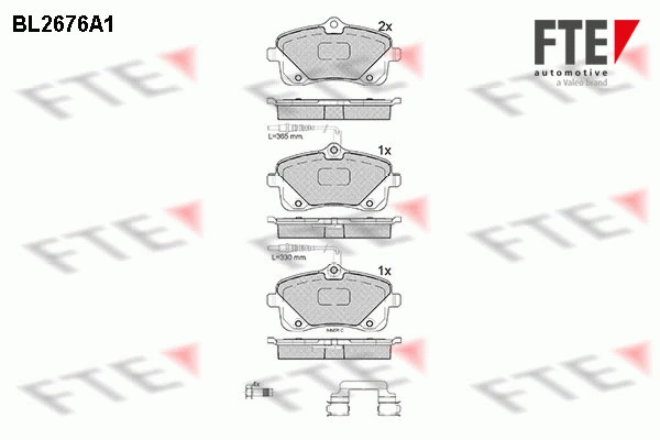 Kit de plaquettes de frein, frein à disque FTE 9010911