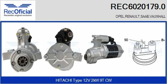 Démarreur RECOFICIAL REC6020179.0