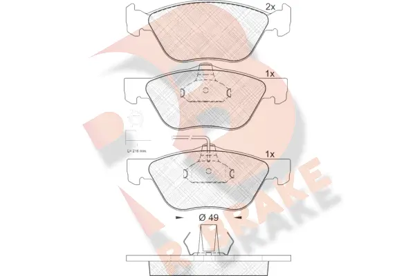 Kit de plaquettes de frein, frein à disque R BRAKE RB1601