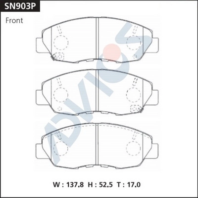 Kit de plaquettes de frein, frein à disque ADVICS SN903P