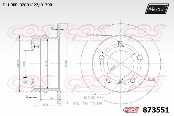 Disque de frein MAXTECH 873551