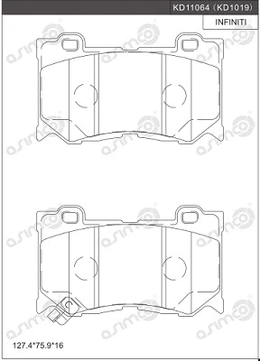 Kit de plaquettes de frein, frein à disque ASIMCO KD1019