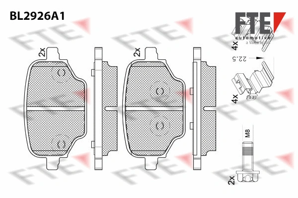 Kit de plaquettes de frein, frein à disque FTE 9011169