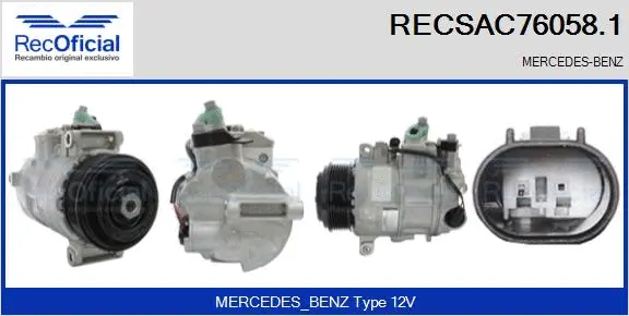Compresseur, climatisation RECOFICIAL RECSAC76058.1