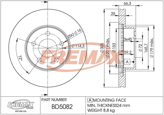 Disque de frein FREMAX BD-5082