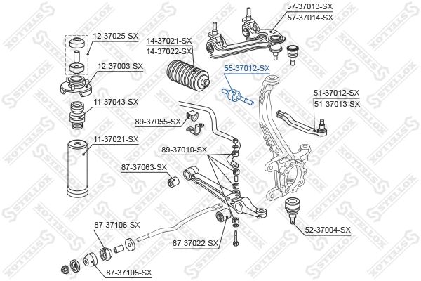 Rotule de direction intérieure, barre de connexion STELLOX 55-37012-SX