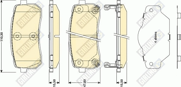 Kit de plaquettes de frein, frein à disque GIRLING 6134499