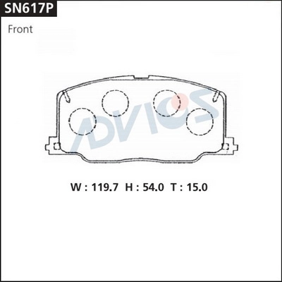 Kit de plaquettes de frein, frein à disque ADVICS SN617P