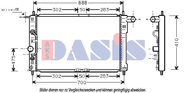 Radiateur, refroidissement du moteur AKS DASIS 510006N