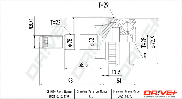 Jeu de joints, arbre de transmission Dr!ve+ DP2110.10.1379