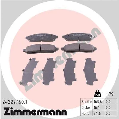 Kit de plaquettes de frein, frein à disque ZIMMERMANN 24227.160.1