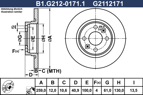 Disque de frein GALFER B1.G212-0171.1