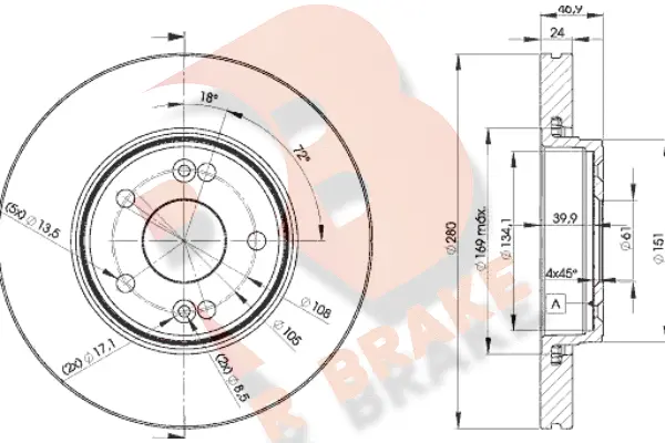 Disque de frein R BRAKE 78RBD22234