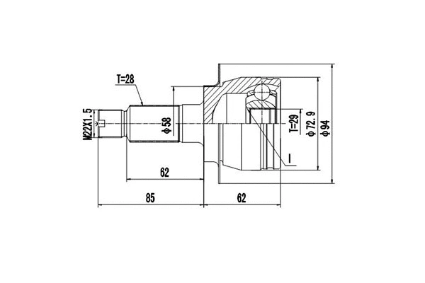 Jeu de joints, arbre de transmission DYNAMATRIX DCV857092