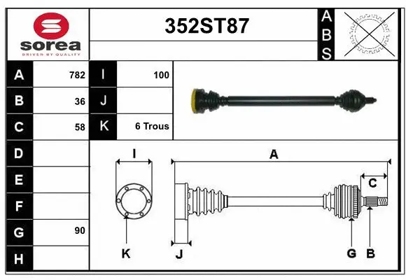 Arbre de transmission STARTCAR 352ST87