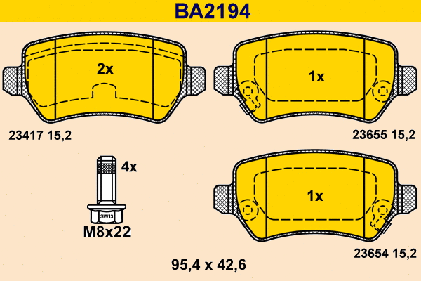 Kit de plaquettes de frein, frein à disque BARUM BA2194