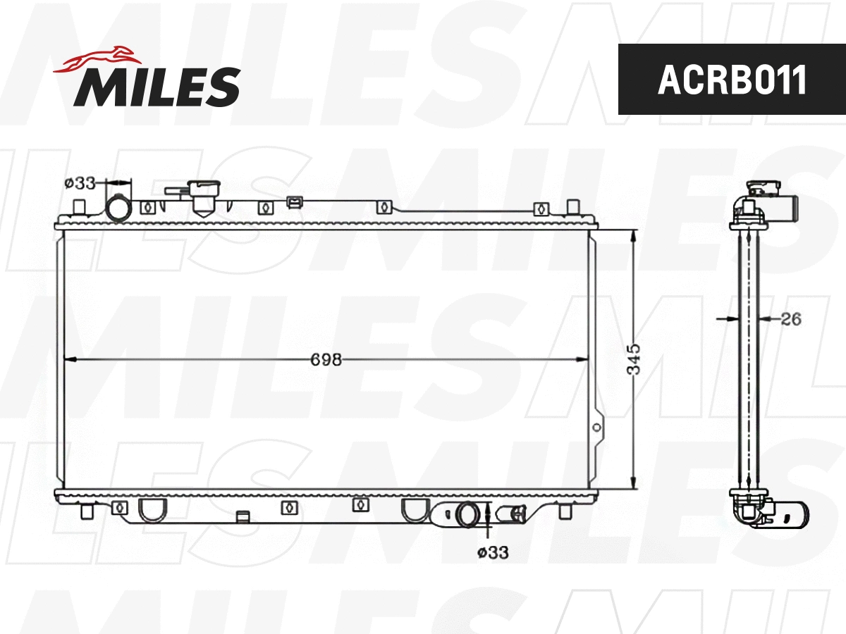 Radiateur, refroidissement du moteur MILES ACRB011