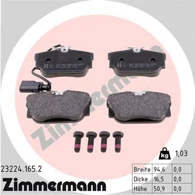 Kit de plaquettes de frein, frein à disque ZIMMERMANN 23224.165.2