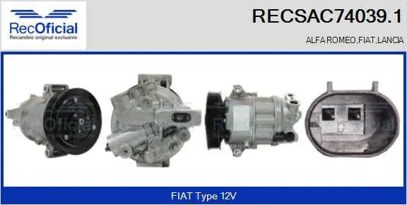 Compresseur, climatisation RECOFICIAL RECSAC74039.1