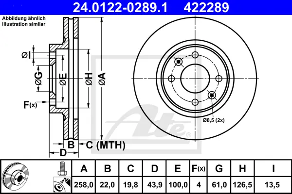 Disque de frein ATE-APAC 24.0122-0289.1