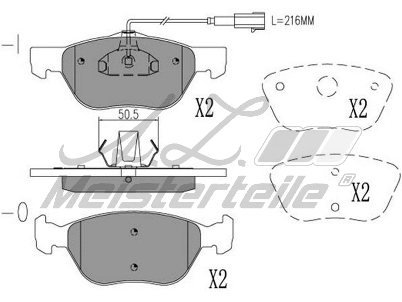 Kit de plaquettes de frein, frein à disque A.Z. Meisterteile AZMT-44-022-2164