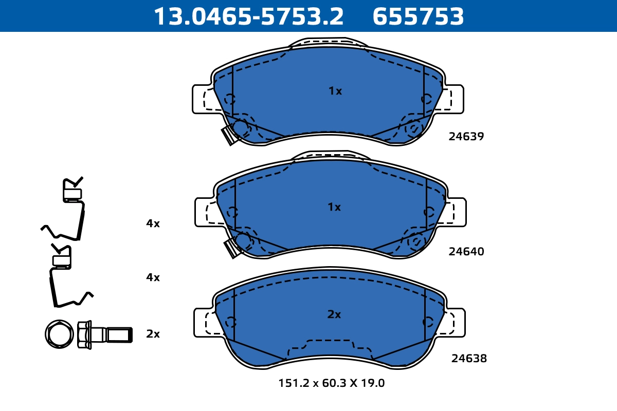 Kit de plaquettes de frein, frein à disque ATE-APAC 13.0465-5753.2