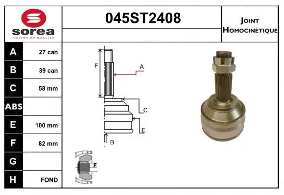 Jeu de joints, arbre de transmission STARTCAR 045ST2408