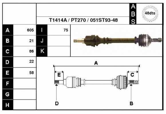 Arbre de transmission Technika 28051A1