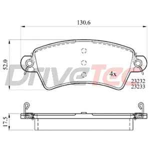 Kit de plaquettes de frein, frein à disque DriveTec DPAD1517