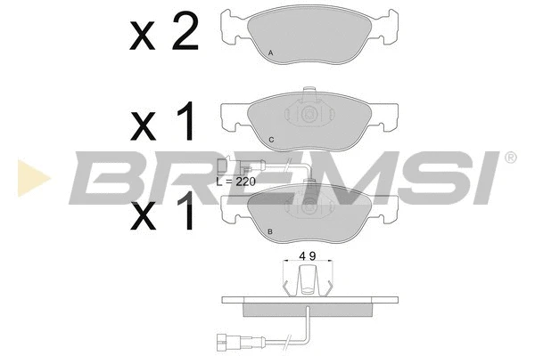 Kit de plaquettes de frein, frein à disque BREMSI BP2666