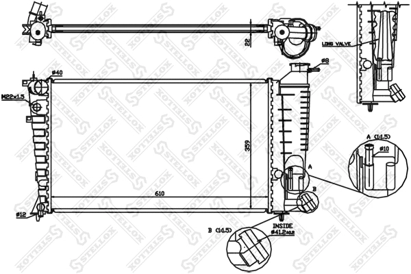 Radiateur, refroidissement du moteur STELLOX 10-25671-SX