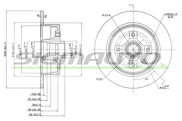 Disque de frein SIGMAUTO DBA242S