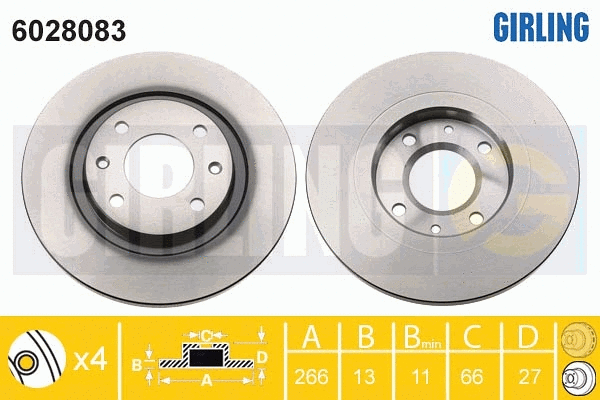 Disque de frein GIRLING 6028083